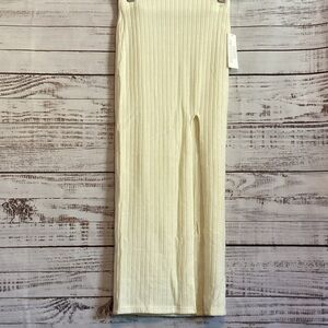 Urban Outfitters Ivory Ribbed Maxi Skirt